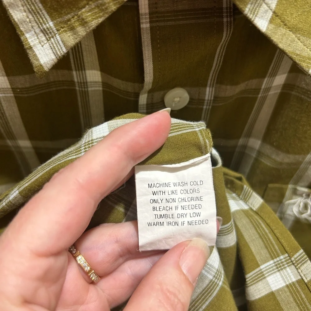 Mens Original Penguin by Munsingware olive and white check button down, Size XL - Picture 8 of 8